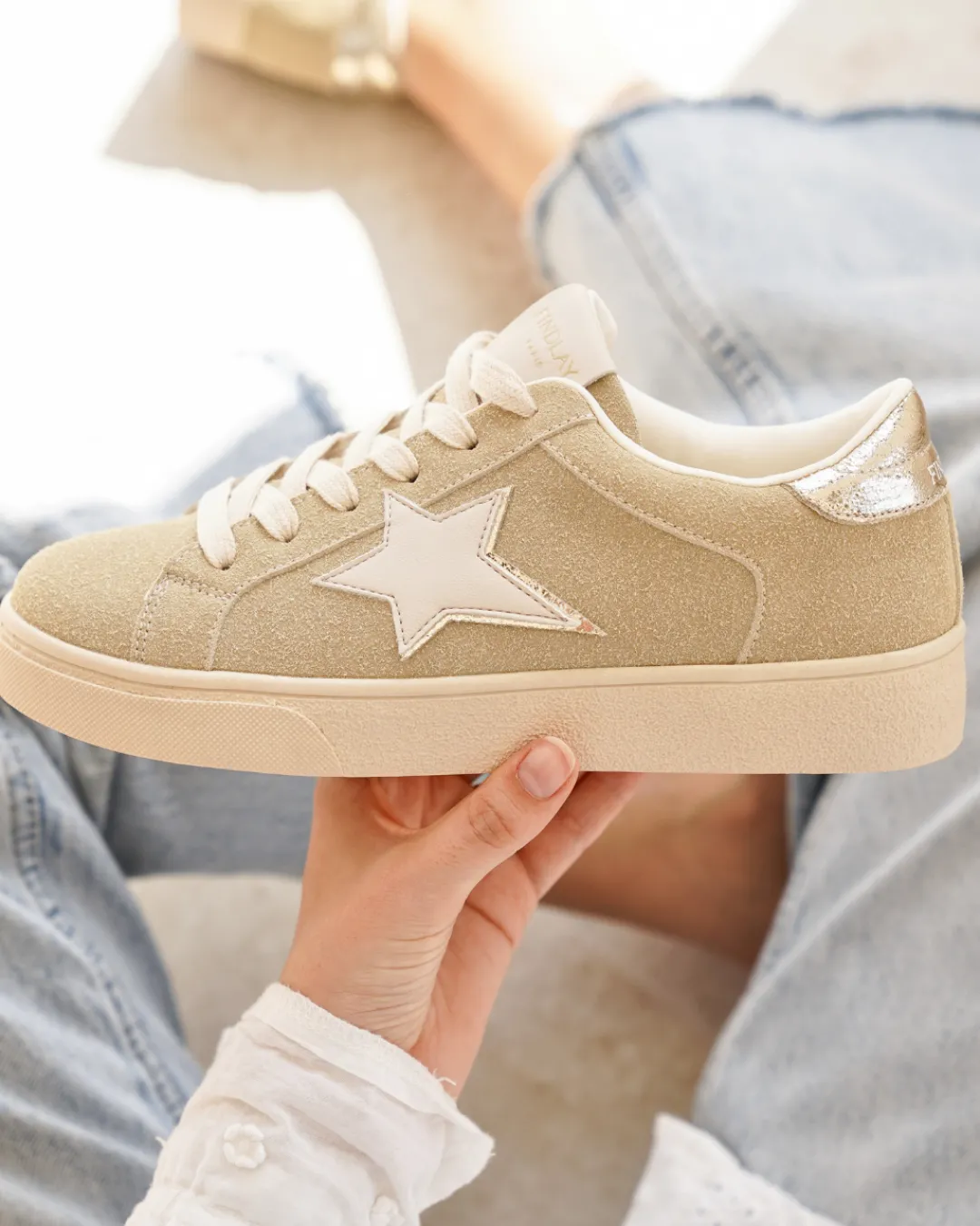 Best Casual Mode Basket femme étoile à lacets - Solange Taupe