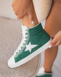 Discount Casual Mode Basket femme étoile e montante à lacets - Inaya Vert