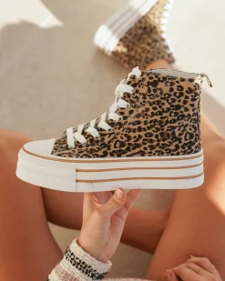 New Casual Mode Basket montante femme léopard à lacets - Norah Leopard