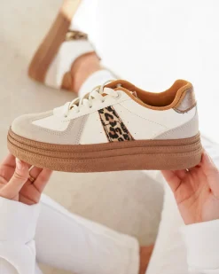 Outlet Casual Mode Basket semelle marron femme léopard à lacets - Nadège Leopard