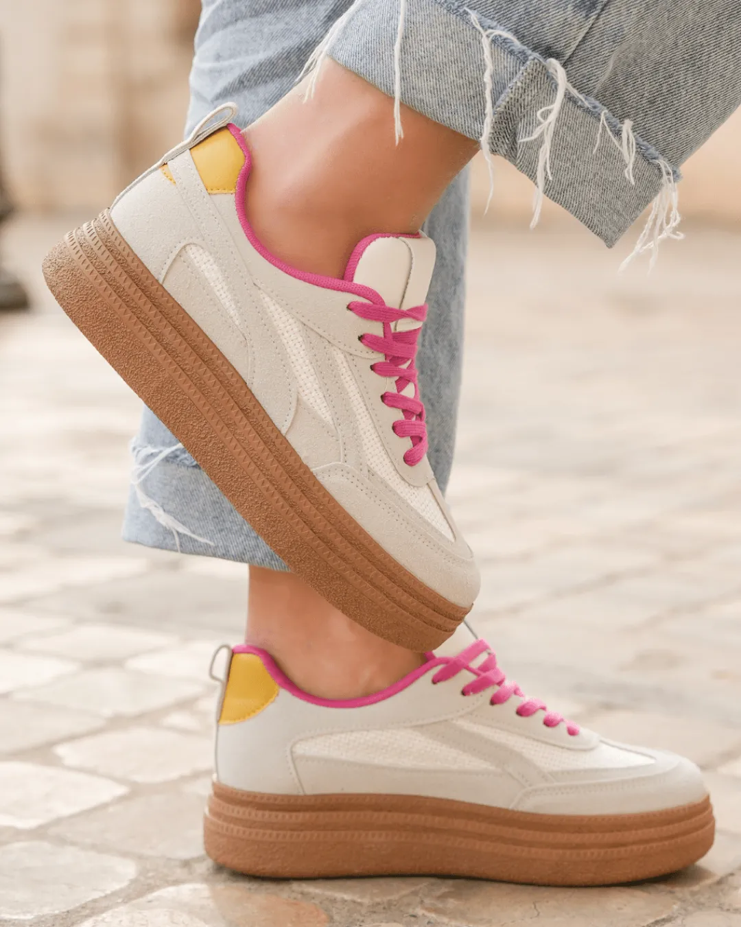 New Casual Mode Basket semelle marron femme e à lacets - Claire Gris