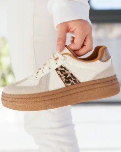 Outlet Casual Mode Basket semelle marron femme léopard à lacets - Nadège Leopard