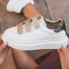 Best Casual Mode Basket sneakers femme blanche à scratch - CL24 GOLD Or