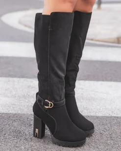 Fashion Casual Mode Bottes femme es à talon - Noa Noir