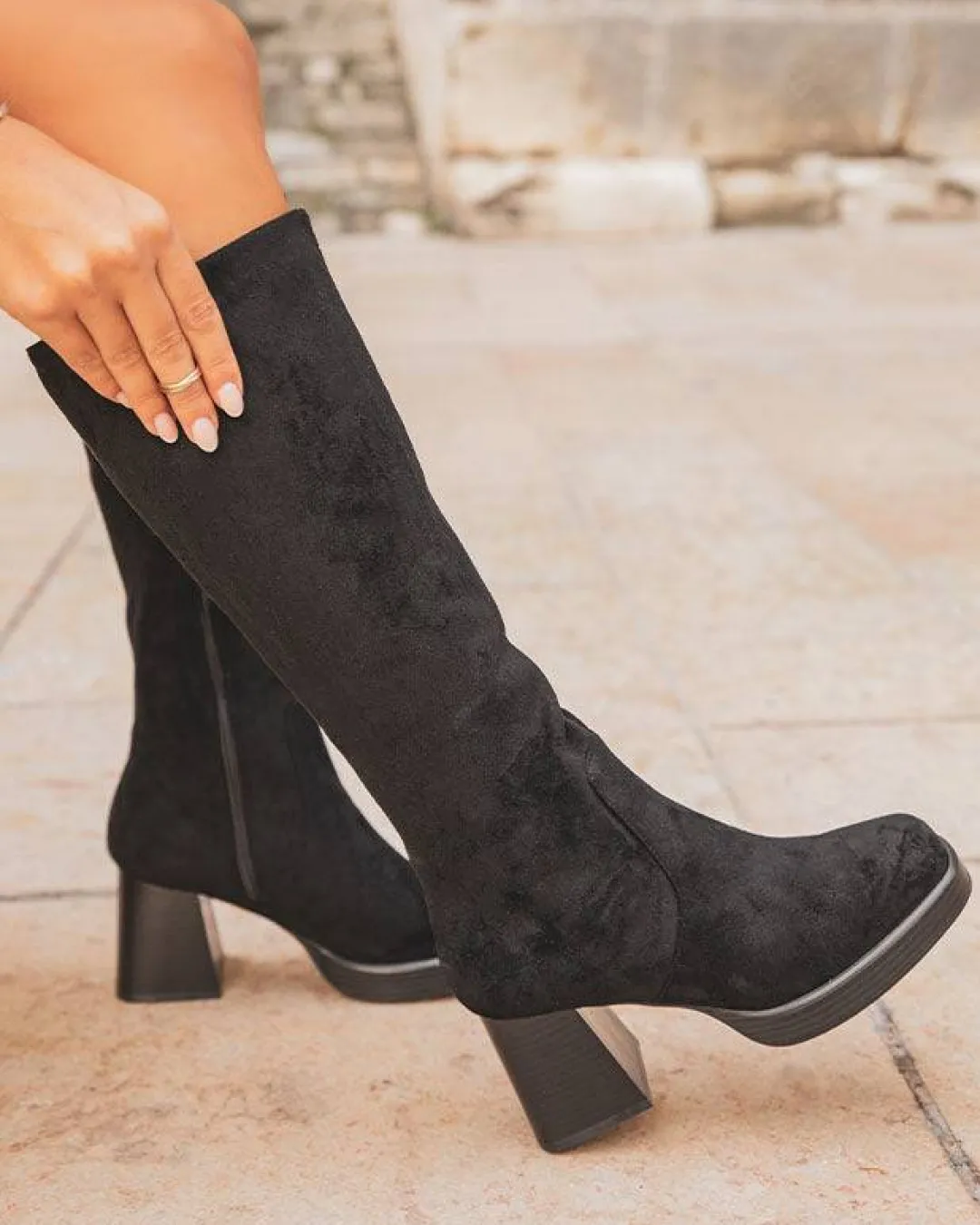 Fashion Casual Mode Bottes femme es à talon - Elinor Noir