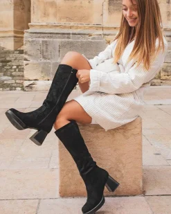 Fashion Casual Mode Bottes femme es à talon - Elinor Noir