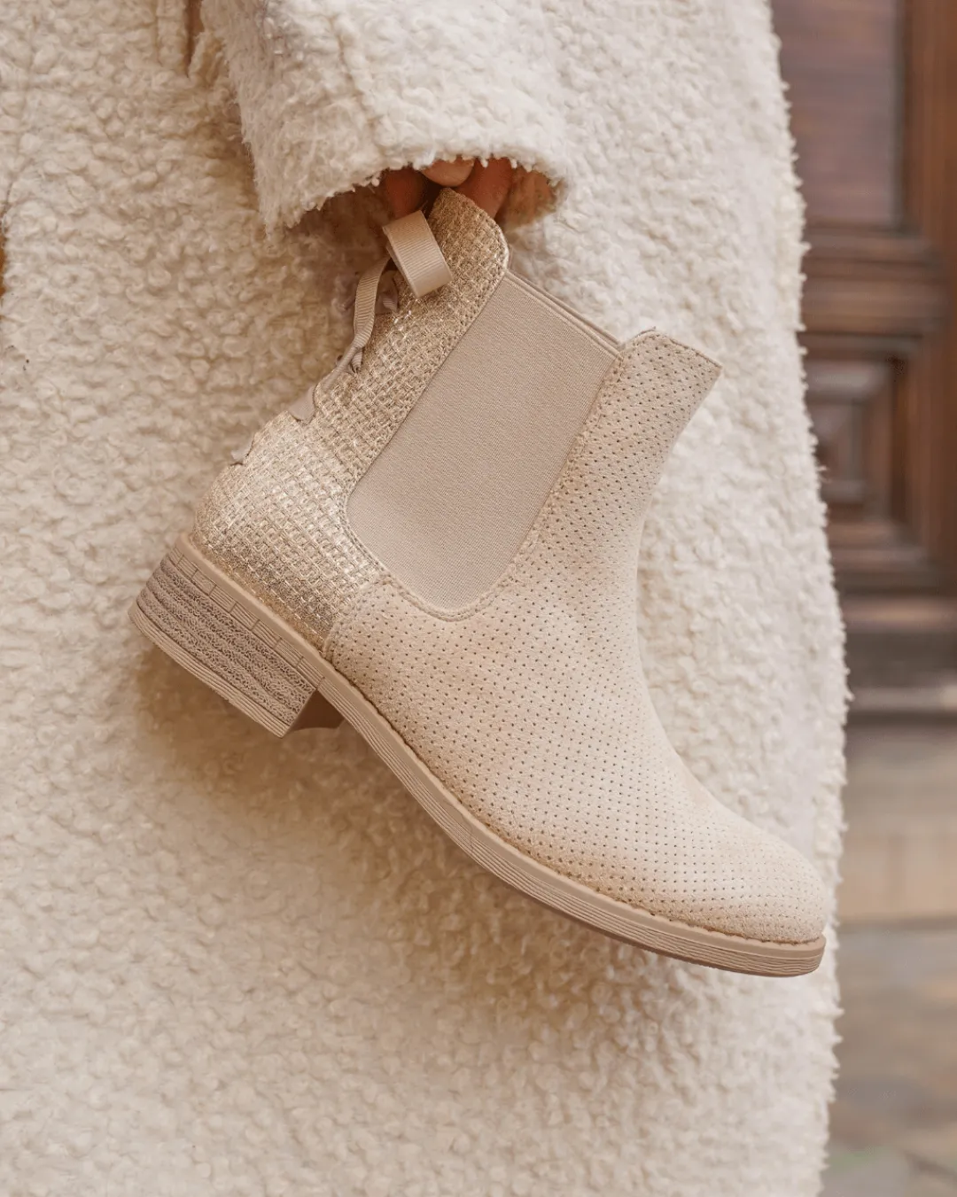 Clearance Casual Mode Bottines femme avec ruban - Constance Beige