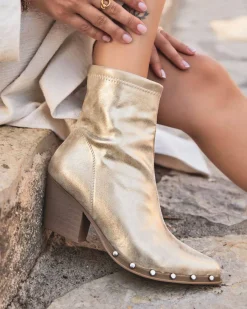 Best Casual Mode Bottines femme dées à talon avec clous - Jamie Or