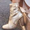 Outlet Casual Mode Bottines femme dées à talon - Haylee Or