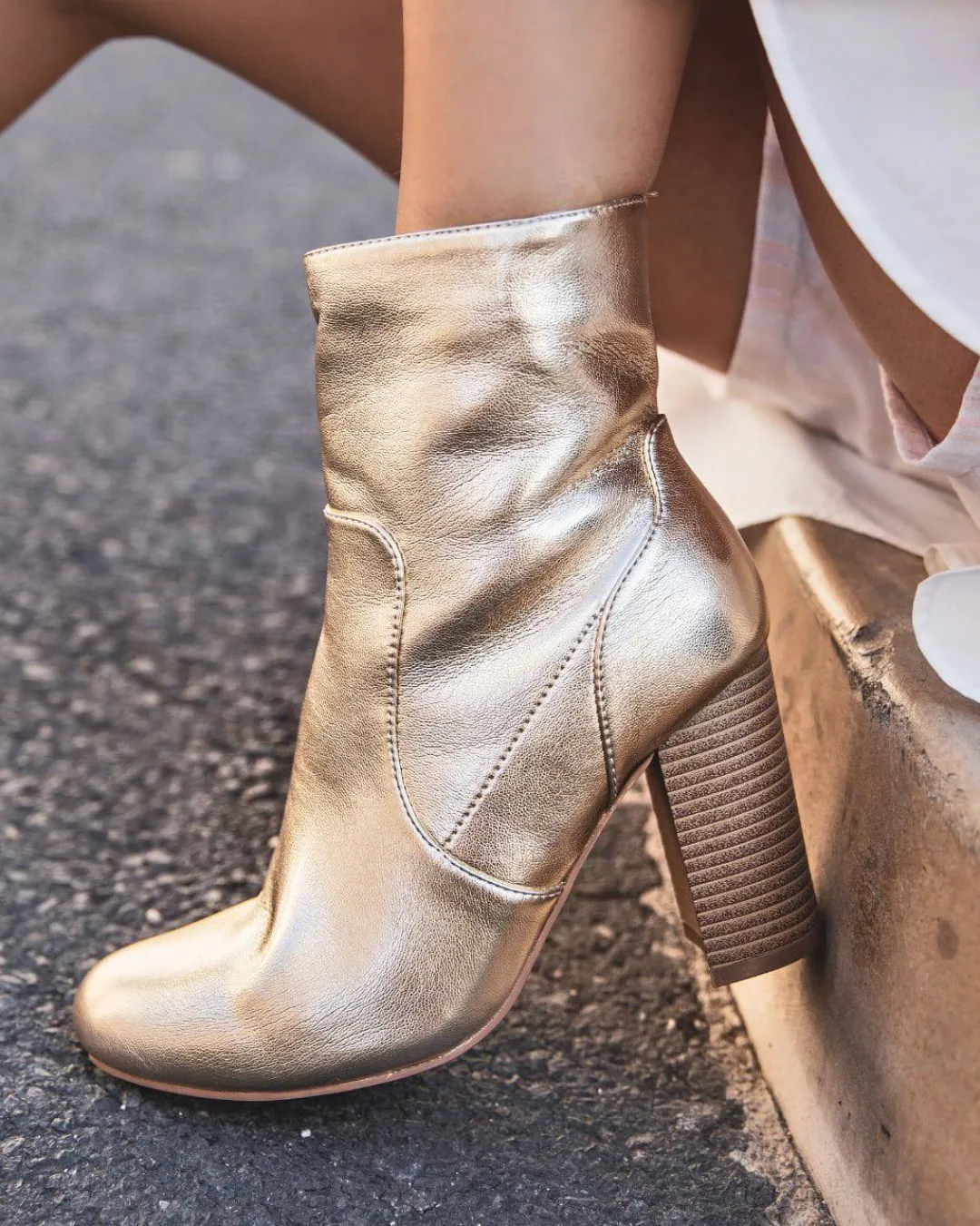 Outlet Casual Mode Bottines femme dées à talon - Haylee Or