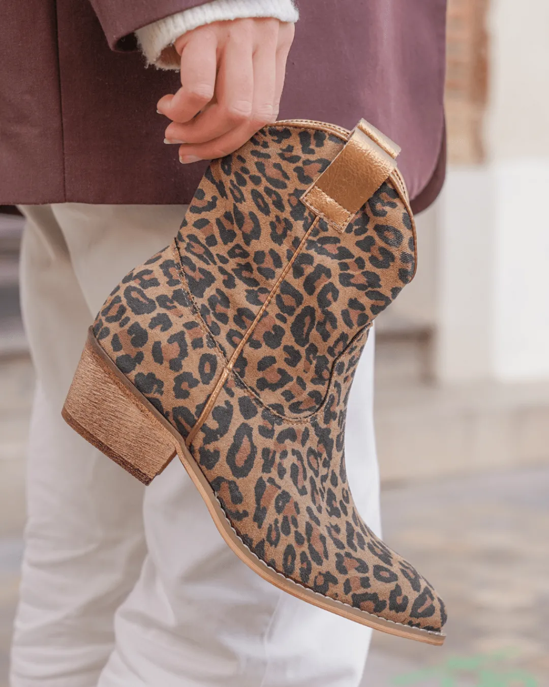 Clearance Casual Mode Bottines femme léopard santiags à talon - Suzie Leopard