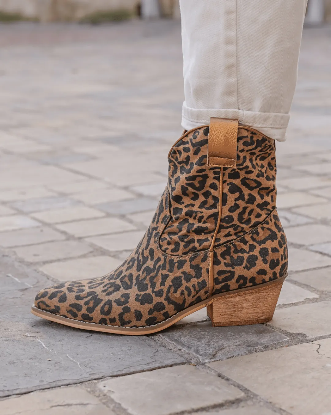 Clearance Casual Mode Bottines femme léopard santiags à talon - Suzie Leopard