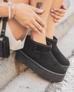 Sale Casual Mode Bottines femme es fourrées à semelle épaisse - Émilie Noir