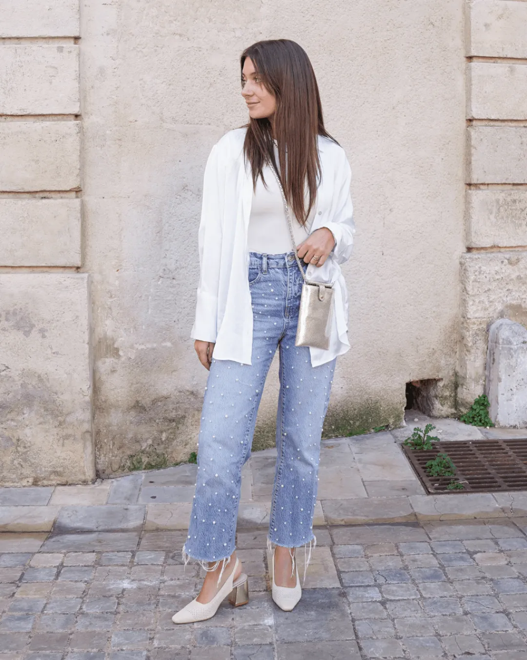 New Casual Mode Escarpins femme dés à talon carré - Marguerite Or