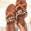 Outlet Casual Mode Mule femme plateforme léopard en cuir - MJNP99 Camel