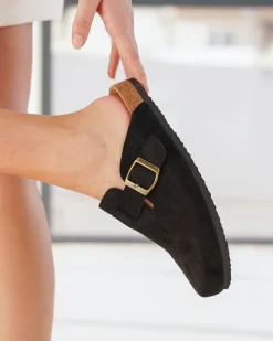 Outlet Casual Mode Mules femme es avec boucle - Barbara Noir