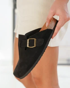 Outlet Casual Mode Mules femme es avec boucle - Barbara Noir