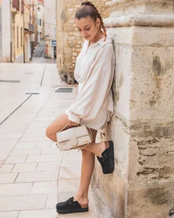 Fashion Casual Mode Sabots femme en CUIR avec boucle - Clara Noir