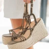 Online Casual Mode Sandale femme compensé corde daim - Flavie Kaki