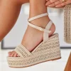 Outlet Casual Mode Sandale femme compensée - Madeleine Beige