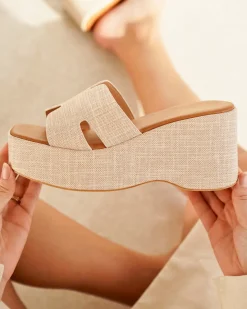 Sale Casual Mode Sandale femme compensée - Lorette Beige
