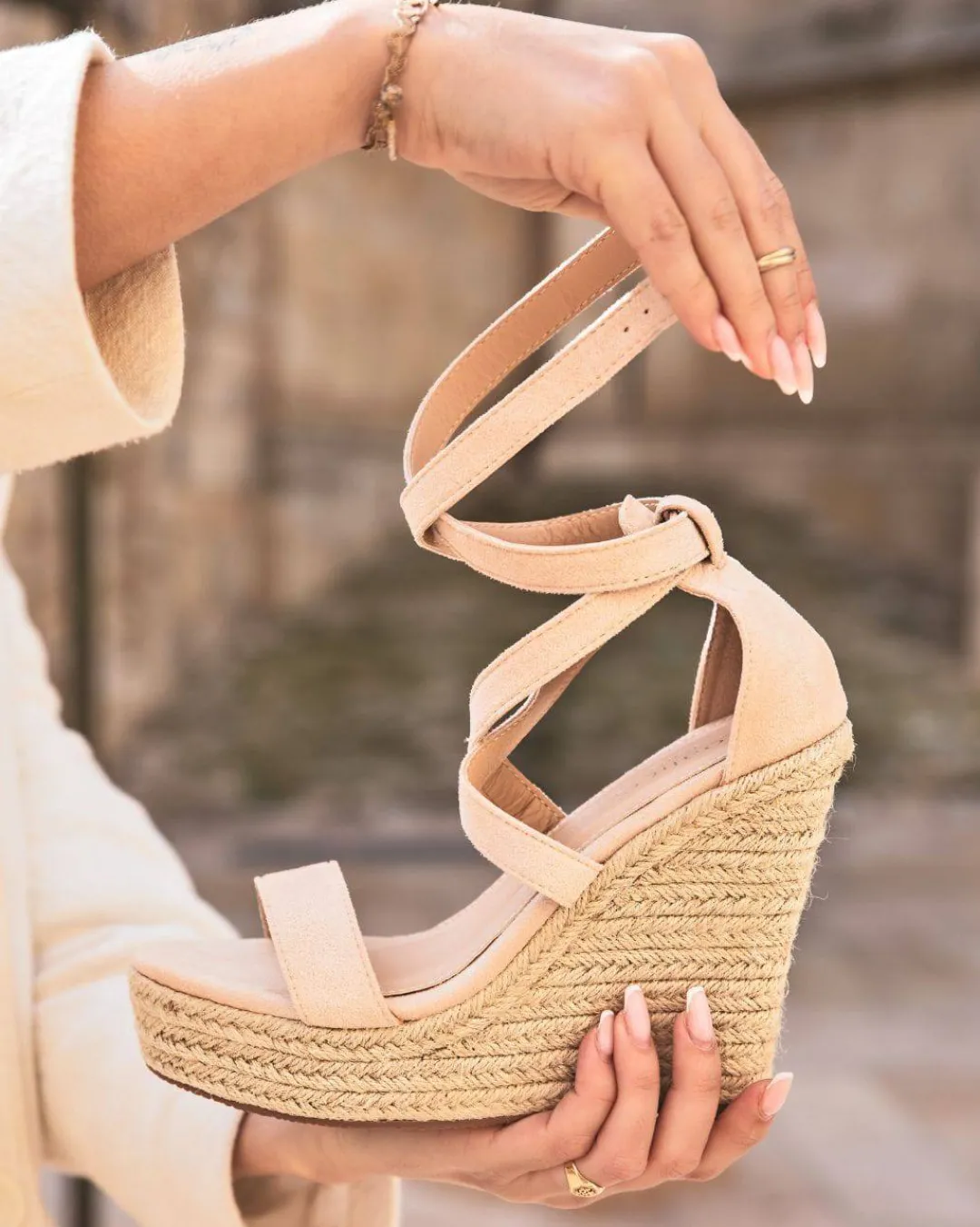 Best Casual Mode Sandale femme compensée - Jennifer Beige