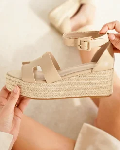 Outlet Casual Mode Sandale femme compensée - Roxana Beige