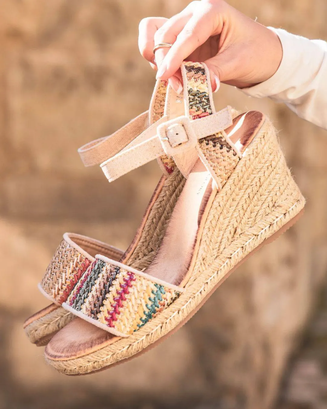 Sale Casual Mode Sandale femme compensée - Sana Beige