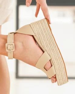 Outlet Casual Mode Sandale femme compensée - Roxana Beige
