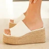 Discount Casual Mode Sandale femme compensée he - Lison Blanc