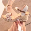 Outlet Casual Mode Sandale femme compensée - Ethel Camel