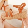 Sale Casual Mode Sandale femme compensée - Donoma Camel