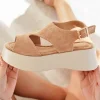 Hot Casual Mode Sandale femme compensée - Cassia Camel