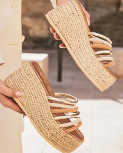 Online Casual Mode Sandale femme compensée - Loria Camel