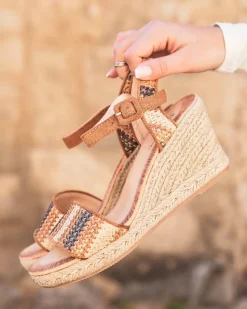 Best Casual Mode Sandale femme compensée - Sana Camel