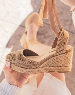 New Casual Mode Sandale femme compensée - Eliette Camel