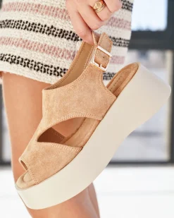 Hot Casual Mode Sandale femme compensée - Cassia Camel