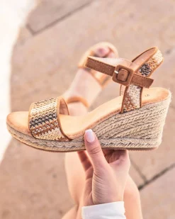 Best Casual Mode Sandale femme compensée - Sana Camel