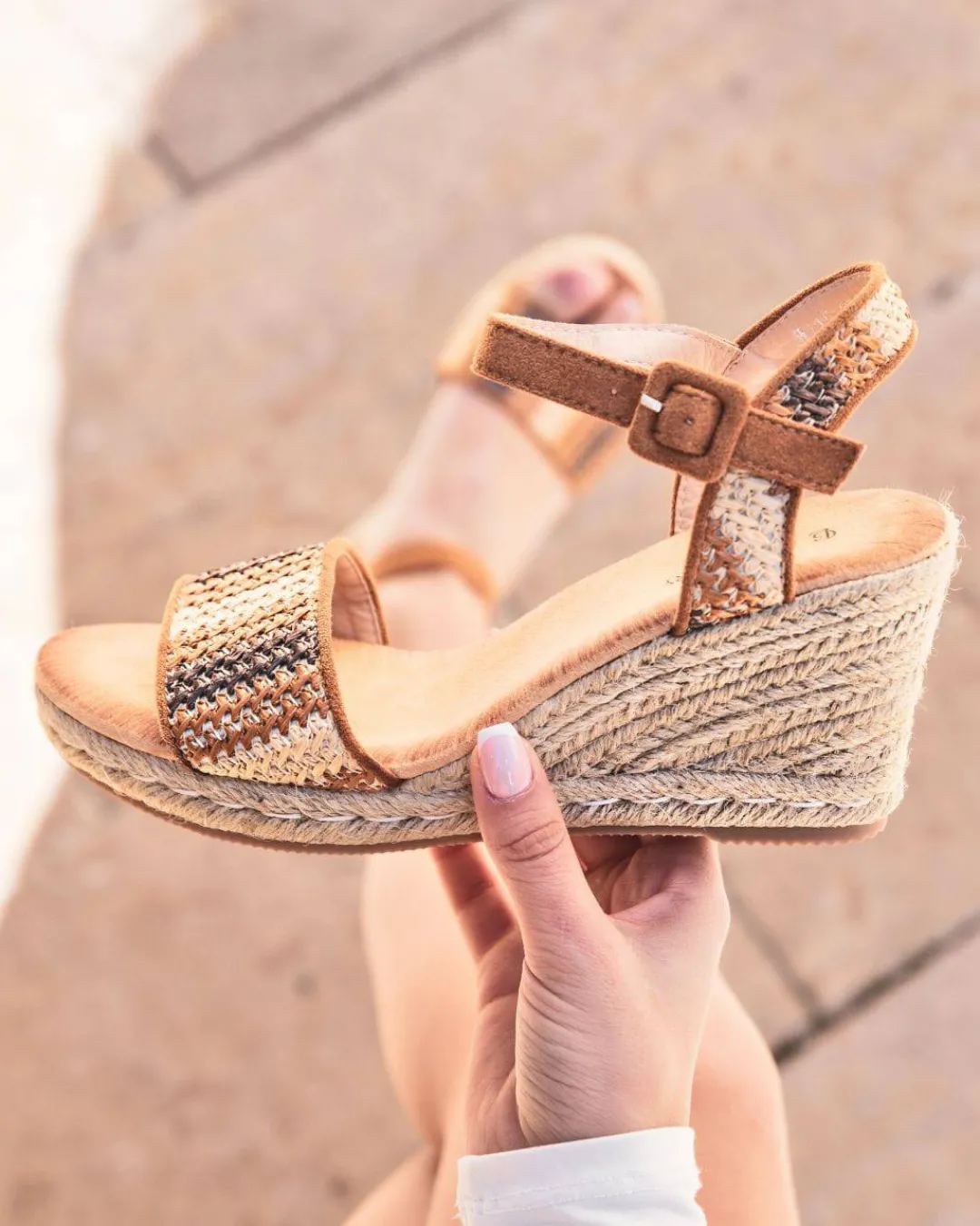 Best Casual Mode Sandale femme compensée - Sana Camel