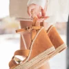 Clearance Casual Mode Sandale femme compensée corde - Léa Camel