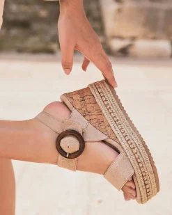 New Casual Mode Sandale femme compensée confort - Stacy Beige