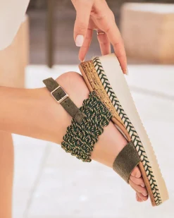 Outlet Casual Mode Sandale femme compensée confort - Tatiana Kaki