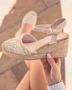 Outlet Casual Mode Sandale femme compensée confort - Andréa Beige
