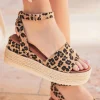 Discount Casual Mode Sandale femme compensée CUIR léopard - MJNP92 Leopard