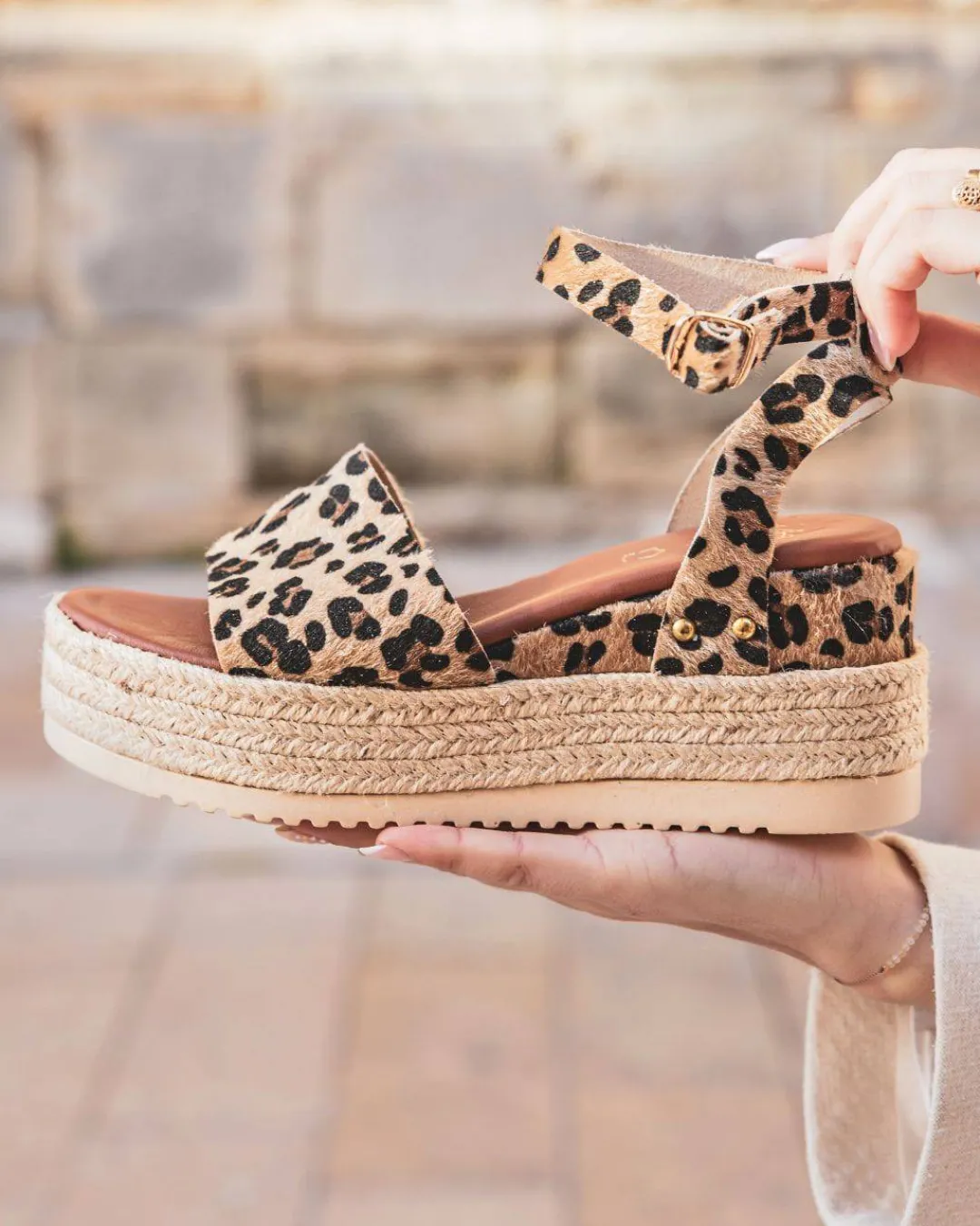 Discount Casual Mode Sandale femme compensée CUIR léopard - MJNP92 Leopard