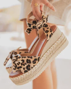 Online Casual Mode Sandale femme compensée CUIR léopard - MJNP98 Leopard