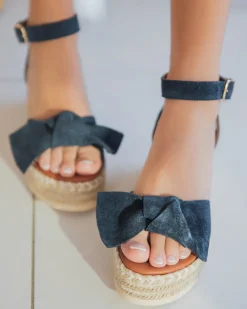 Discount Casual Mode Sandale femme compensée CUIR e - MJNP98 Bleu