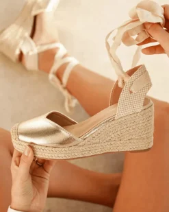 Outlet Casual Mode Sandale femme compensée dée - Arielle Or