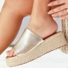 Hot Casual Mode Sandale femme compensée dée - Ebony Or