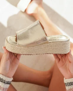Hot Casual Mode Sandale femme compensée dée - Ebony Or